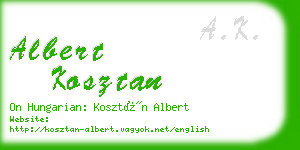 albert kosztan business card